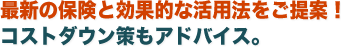 最新の保険と効果的な活用法をご提案！コストダウン策もアドバイス。